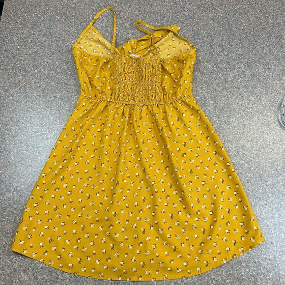 Gold Floral Sundress Size Small - Picture 4 of 5